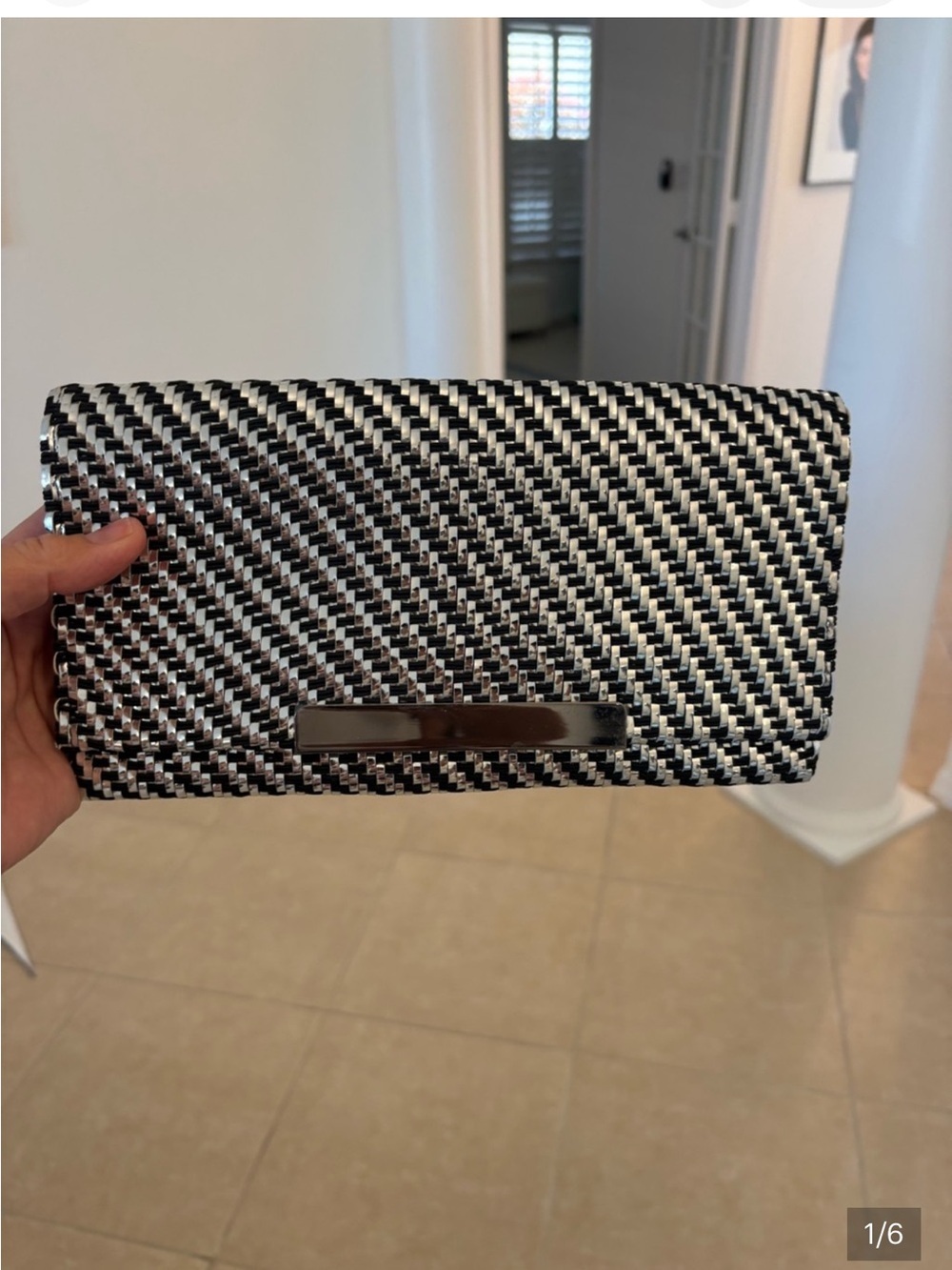 Black & White Woven Clutch
